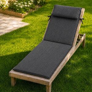 Saltea sezlong gradina pliabila 60x190 cm, cu perna reglabila si husa detasabila, gri melanj