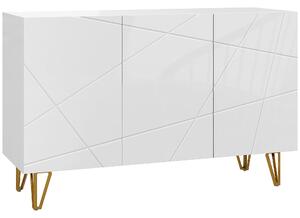 HOMCOM Dulap de Depozitare cu 2 Dulapuri și Raft Reglabil, din PAL și Metal, 120x40x75 cm, Alb și Auriu | Aosom Romania
