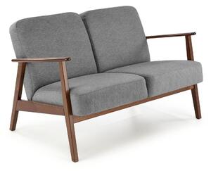 Canapea Houston 2144, Numărul de locuri: 2, Nuc închis, Gri, 120x77x77cm, 24.5 kg, Tapiterie, Picioare: Lemn, Lemn: Fag