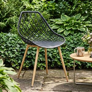 Scaun de grădină ARANDA, Jumi, negru – design modern, rezistent la intemperii