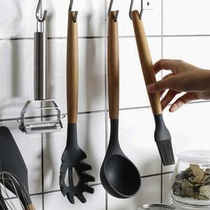 Set ustensile de bucătărie din silicon Ruhhy - 12 piese cu suport, negru