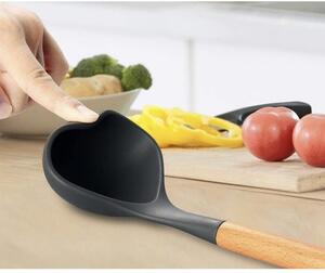 Set ustensile de bucătărie din silicon Ruhhy - 12 piese cu suport, negru