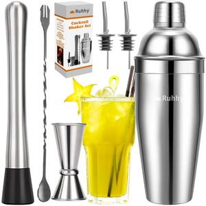 Set barman pentru cocktailuri Ruhhy - Shaker 700ml din oțel inoxidabil cu accesorii