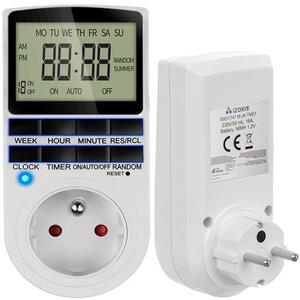 Priză programabilă digitală Izoxis - timer săptămânal, programare 24/7, ecran LCD, maxim W, Alb