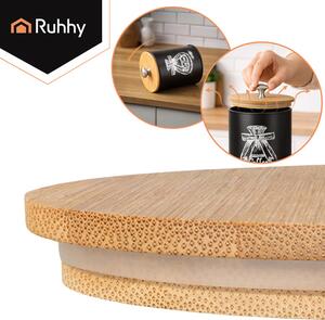 Set 4 recipiente ermetice de bucătărie Ruhhy 1.5L - Negru mat cu capace din bambus
