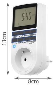 Priză programabilă digitală Izoxis - timer săptămânal, programare 24/7, ecran LCD, maxim W, Alb