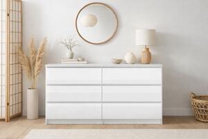 SIMPLE Komoda 120 6S biały/biały połysk