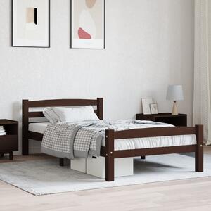 Cadru de pat, maro închis, 100x200 cm, lemn masiv de pin