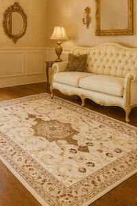 Covor Living Dormitor, Model Lotos 523 100 , Crem Dreptunghi, Crem, 80x200