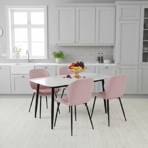 Set Masă fixă Atlas Marble Alb cu 4 Scaune Opal Roz