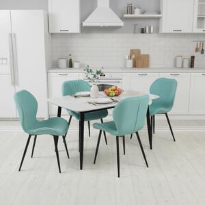 Set Masă fixă Atlas Marble Alb cu 4 Scaune Opal Verde Fistic