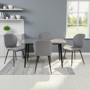 Set Masă fixă Atlas Marble Gri cu 4 Scaune Opal Gri