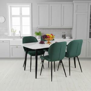 Set Masă fixă Atlas Marble Alb cu 4 Scaune Opal Verde
