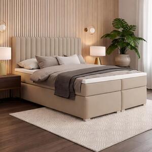 Pat continental Solani 160x200 cu spațiu de depozitare - catifea bej Castel 15