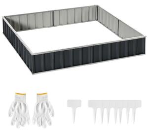 Outsunny Pat Modular Suprainălțat pentru Legume, Structură din Oțel Zincat, Ideal pentru Plante și Ierburi, 258x90x30 cm, Gri Inchis | Aosom Romania