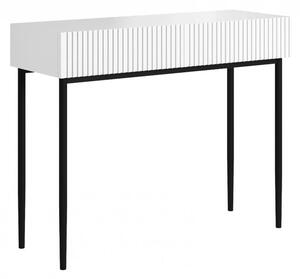 Masa de toaletă cu sertare Nicole 100 cm - alb mat / picioare negre