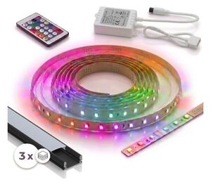 Set 1x bandă LED RGBW DIGITAL LED/9,6W/230V 3 m + 3x profil încastrat 1 m + telecomandă