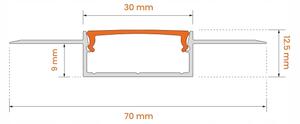 SET 1x bandă LED digitală RGBW, 9,6 W/230 V, 3 m + 3x profil încastrat de 1 m + telecomandă