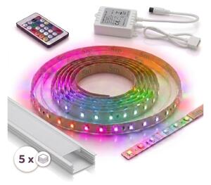 SET 1x bandă LED RGBW DIGITAL LED/16,5W/230V 5 m + 5x profil încastrat 1 m + telecomandă