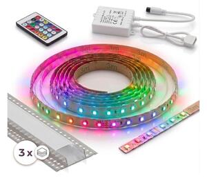 SET 1x bandă LED RGBW DIGITAL LED/9,6W/230V 3 m + 3x profil încastrat 1 m + telecomandă