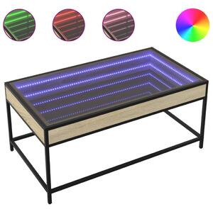 Măsuță de cafea cu LED infinity, stejar sonoma, 90x50x41 cm