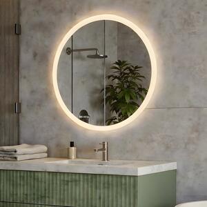 Oglindă rotundă LED pentru baie de 80 cm, cu Dual Color, întrerupător tactil și covoraș de încălzire