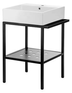 Deante Temisto, consolă de baie verticală cu lavoar 565x500x700 mm, negru, alb, CDTS6U5S