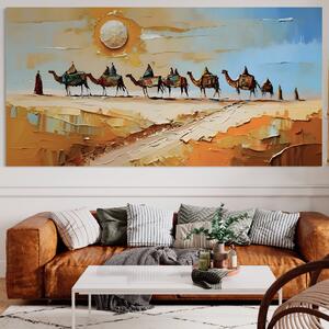 Tablou Canvas Premium LuxCanva® A1313, Plimbare Prin Desert , Living, Camile, Nisip, Soare, Sahara, Dormitor, Culori Vibrante