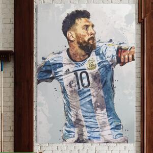 Tablou Canvas Premium LuxCanva® A1323, Lionel Messi , Living, Foltablist, Balonul De Aur, FC Barcelona, Sport, Studio, Culori Vibrante