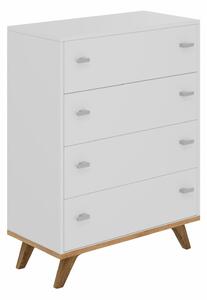 Comodă Levtena 101Alb, Stejar artizan auriu, Cu sertare, 92x69x35cm