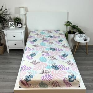 Cearșaf de pat din bumbac Jerry Fabrics Lilo și Stitch "Leaves", 90 x 200 cm
