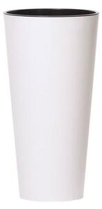 Ghiveci de flori TUBUS SLIM cu inserție 40 cm, albmat, 40 cm