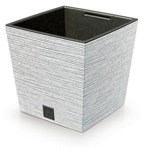 Ghiveci de flori FURU SQUARE LOW ECO WOOD cuinserție m 24 cm, alb ECO