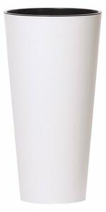 Ghiveci de flori TUBUS SLIM cu inserție 30 cm, albmat, 4HOME
