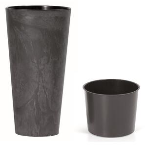Ghiveci TUBUS SLIM BETON EFFECT cu inserție 30 cm,antracit, 4HOME