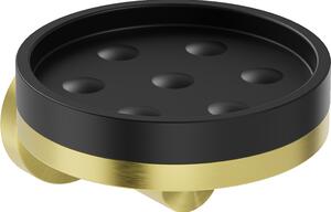 Mexen Triv, suport săpun de perete, negru mat / auriu mat, 70A33055-55B
