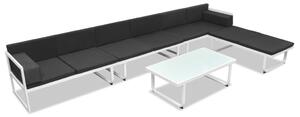 Set mobilier grădină, 5 piese, negru, textilenă și aluminiu