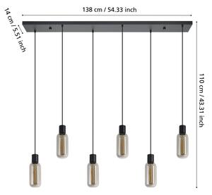 Eglo 901006 - Lustru suspendat cu cablu MAIONE, 6x E27/4W/230V, negru/fumuriu