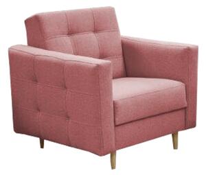 Fotoliu complet tapitat, material textil roz invechit, AMEDIA