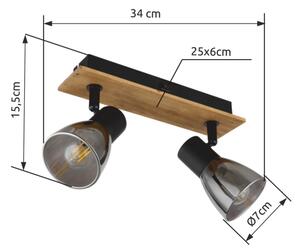 Spot de perete CLAUDE 2xE14/40W/230V negru/lemn Globo 54307-2W