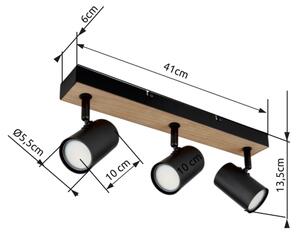 Spot ROBBY 3xGU10/35W/230V negru/maro Globo 57911-3BW