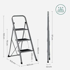Scara, Songmics, Gri-Negru, 110x45x4.5 cm