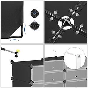 Pantofar set 12 cutii din plastic pentru depozitare, Songmics, Negru, 83x31x105 cm