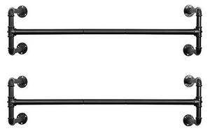 Set 2 sine de haine montaj perete, Songmics, 110 x 30 x 29.3 cm, HSR64BK-02 Negru