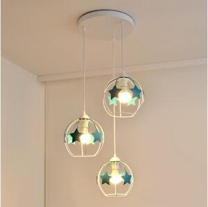 Lustră pe cablu pentru copii STARS 3xE27/15W/230V turcoaz/alb