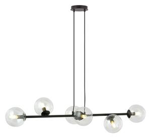 Lustră pe cablu ROSSI 6xE14/10W/230V negru/transparent