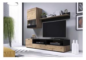 Set mobilier living Aise, stejar lefkas / negru