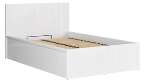 Z0ND0 Pat de o persoană 120 cm Tetrix 6 (alb lucios) (cu somieră) (cu sp. depozitare). 1098485