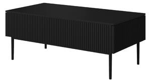 Masuta de cafea Nicole 120 cm cu sertare si picioare metalice - negru mat / picioare negre