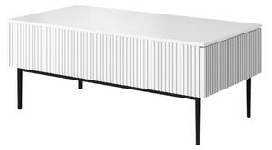 Masuta de cafea Nicole 120 cm cu sertare si picioare metalice - picioare alb mat/negru